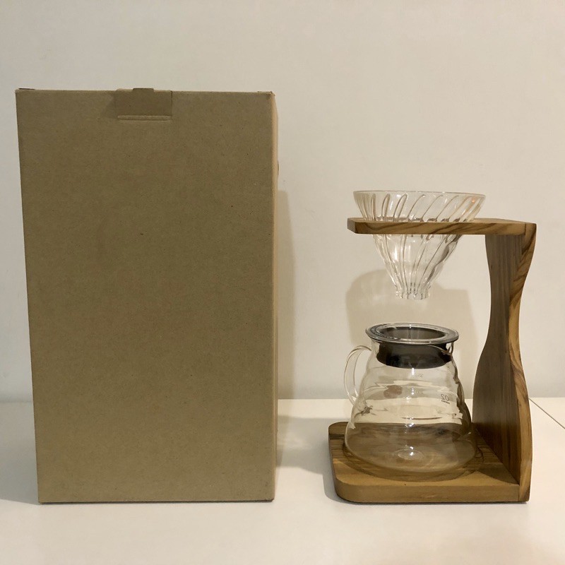 二手 Hario V60玻璃濾杯木架咖啡壺組