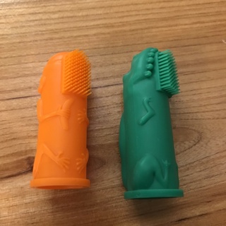 美國 The Brushies 手指玩偶造型牙刷 指套牙刷 綠色 恐龍 橘色 猴子