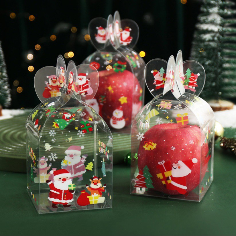 [台灣現貨]1入 聖誕愛心透明盒 塑膠餅乾糖果盒 蘋果盒 蛋糕盒 慕斯盒奶酪盒 聖誕節包裝盒 聖誕包材【X183】