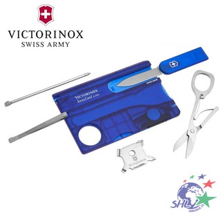 VICTORINOX 維氏卡13用名片型瑞士LED燈刀 / 透藍色 / 0.7322.T2 / VN107【詮國】