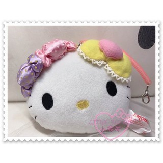 ♥小公主日本精品♥Hello Kitty 票卡夾大臉絨毛票卡夾立體蝴蝶結悠遊卡夾愛心糖果點點 88828404