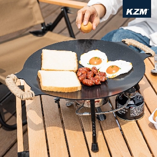【綠色工場】KAZMI 黑皮不沾桌上型烤盤 33cm 含收納袋 (K20T3G008) 鍛鐵盤 烤肉盤 燒烤盤 鑄鐵盤