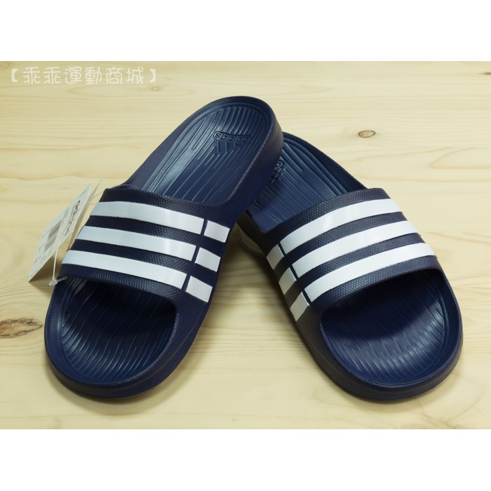 Adidas Duramo Slide 愛迪達 女 深藍白條 柔軟舒適 運動拖鞋 G15892 (426)