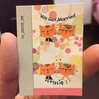 貓咪控*婚禮貼紙 我們結婚了 心型 囍字 花邊圓形