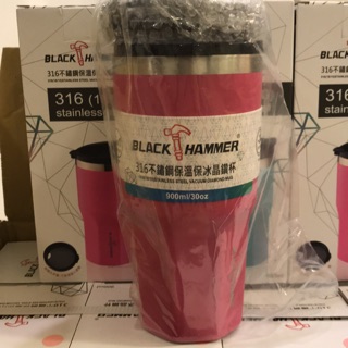 義大利 BLACK HAMMER 316不鏽鋼超真空冰霸杯900ml(共1杯2蓋)-藍色/粉色⭐️原裝公司貨