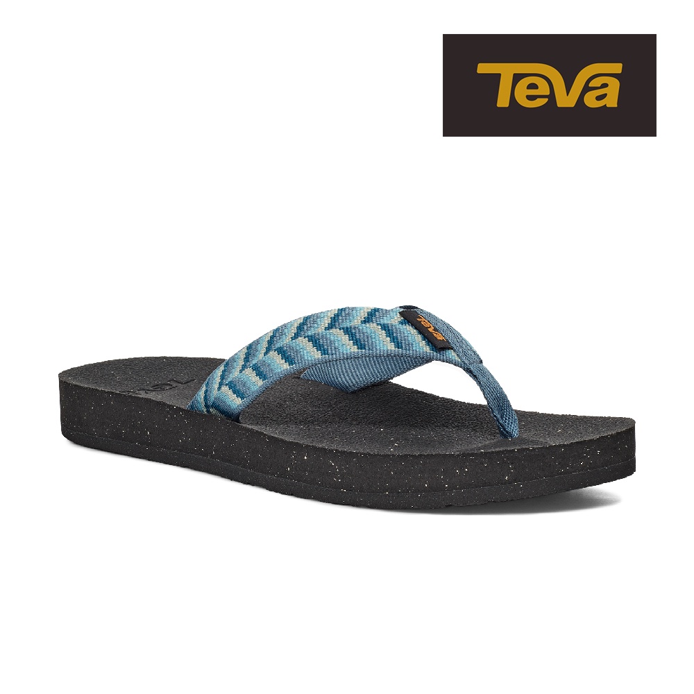【TEVA】女 ReFlip 再生織帶夾腳拖鞋雨鞋水鞋-幾何藍 (原廠現貨)
