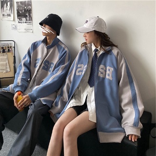 👉獨衣無二👈 兩色入 M-2XL 高質感 純棉 男生冬天衣服 男女可穿情侶裝 韓版潮流立領數字印花夾克寬鬆休閒外套
