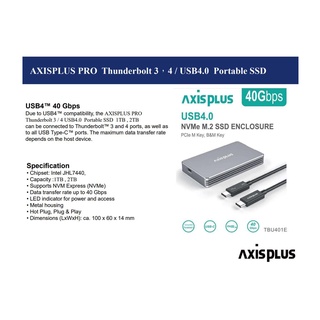 AXISPLUS PRO Thunderbolt 3，4 / USB4.0 Portable SSD 1TB