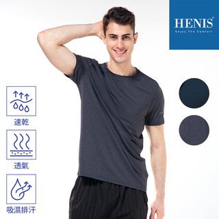 【現貨】henis 槓條紋 陽離子 機能 短袖 吸濕排汗衫 圓領短袖 運動短袖 短袖t恤 涼感衣