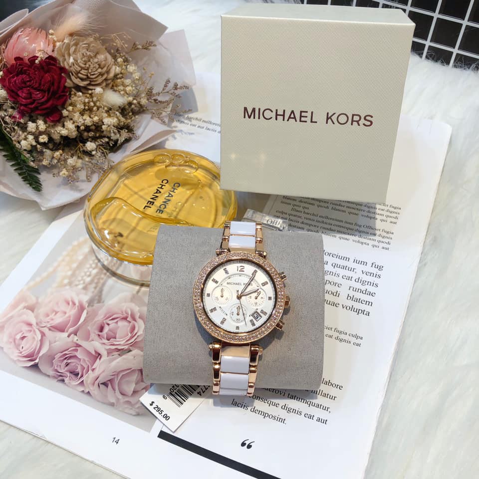 ♚KK SHOP♚  Michael Kors MK  華麗晶鑽時尚玻麗計時手錶 MK5774
