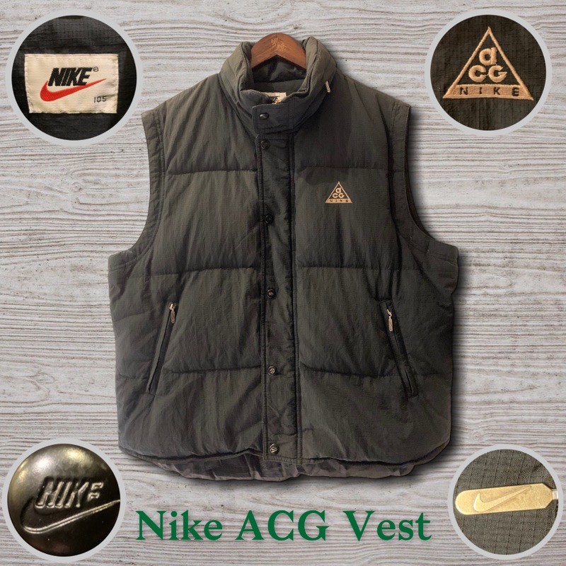 古著 Nike ACG Vest 防潑水 收納式連帽羽絨背心
