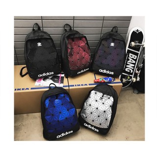 熱銷新款 Adidas菱格後揹包三宅一生 雙肩帶揹包