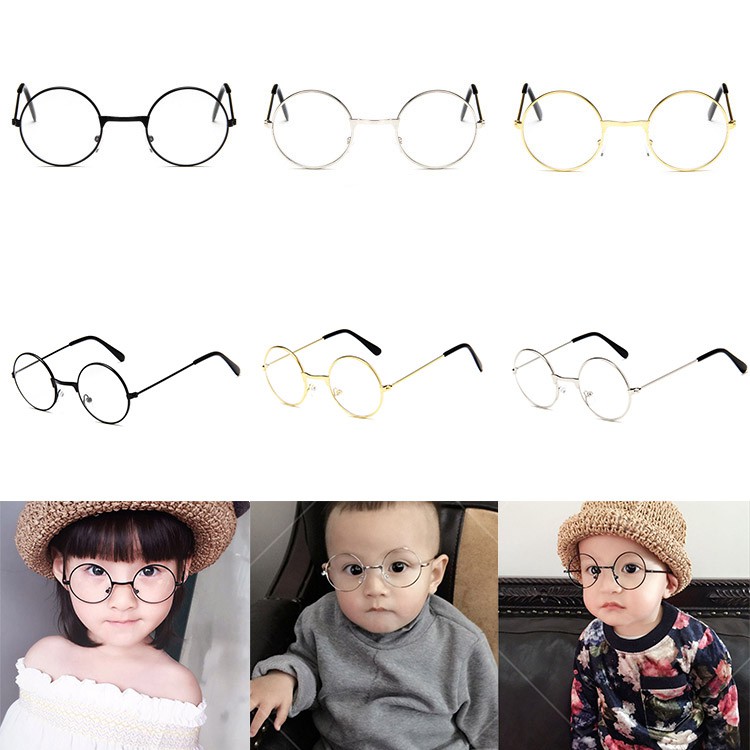 復古圓形兒童金屬眼鏡框 裝飾兒童平光鏡百搭兒童太子鏡【IU貝嬰屋】