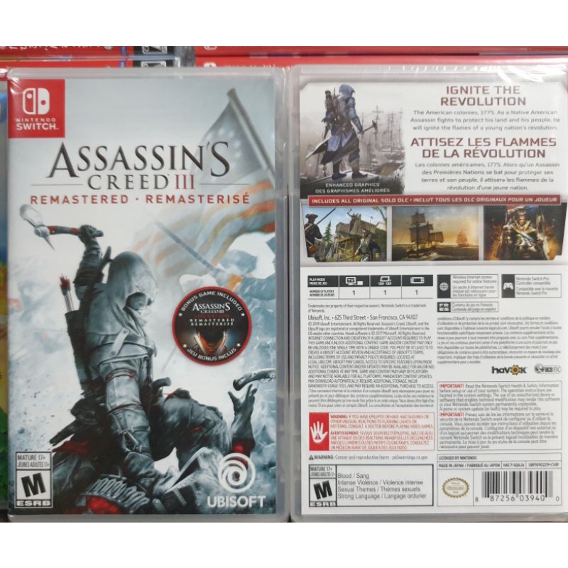 【全新現貨】NS Switch遊戲 Assassin's Creed III 刺客教條III 刺客教條3 重製版 中文版