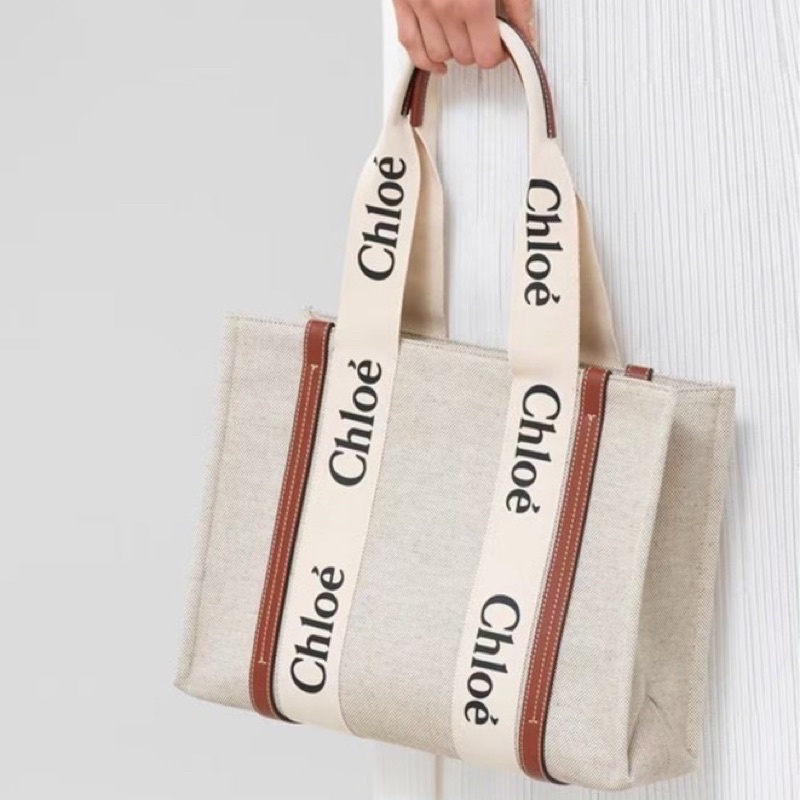 【現貨斷捨離】Chloe 蔻依 tote bag 手提包 帆布包 中號 側背包 購物袋