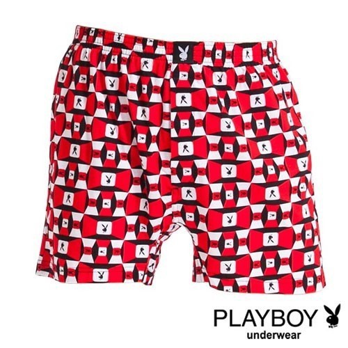 【PLAYBOY】男內褲 精梳棉四角褲-方塊紋-單件-紅底方塊兔-PN201