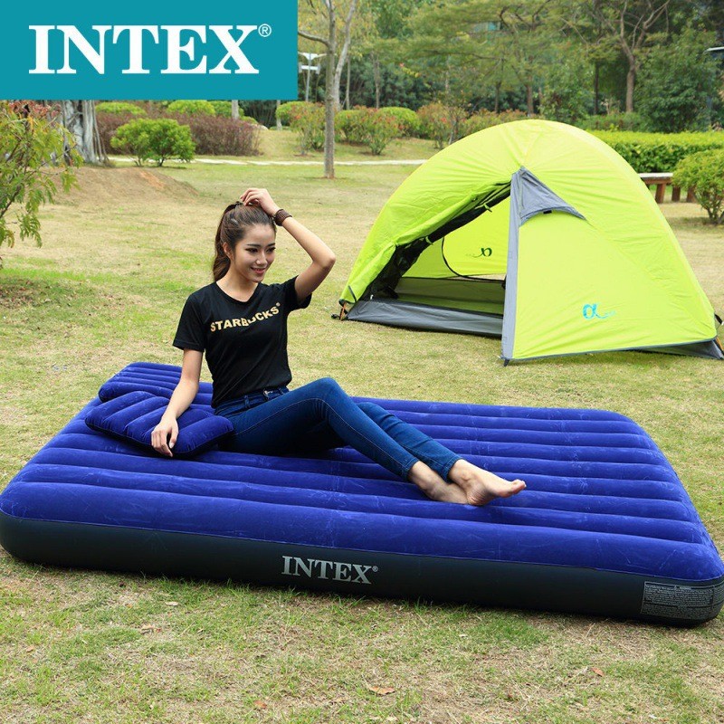 【五號營地】美國品牌INTEX 露營充氣床墊 充氣睡墊 戶外帳篷睡墊 防潮墊 植絨充氣床 單人睡墊 雙人床墊 野餐 登山