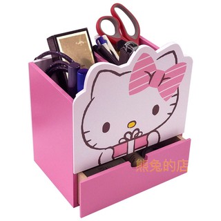 《熊兔的店 》正版授權 限量優惠 木製 Hello Kitty 頭型收納置物盒 桌上收納盒 KT-630094