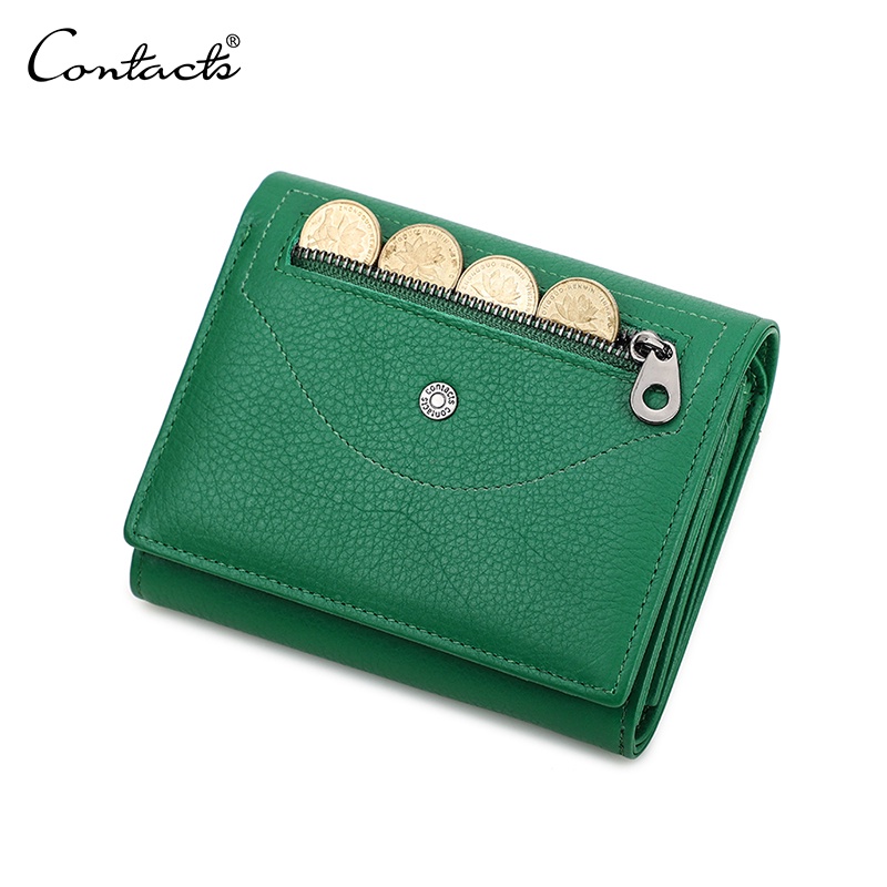 CONTACT'S真皮短錢包女士奢侈品牌女士小錢包卡夾女錢包零錢包