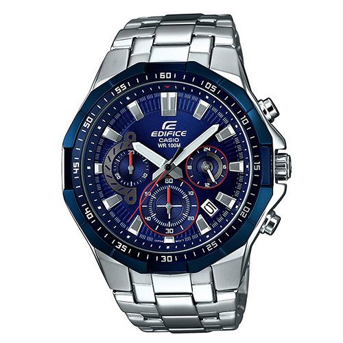 【CASIO】EDIFICE 多角切割不鏽鋼拼接錶圈賽車錶-藍(EFR-554RR-2A)正版宏崑公司貨