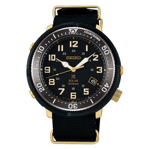 Seiko精工錶 Prospex V157-0CJ0G(SBDJ028J) 軍事風帆布帶太陽能腕錶/黑面 44.5mm