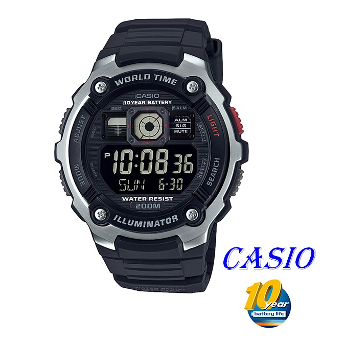 CASIO卡西歐運動錶科技數位電子錶AE-2000W飛機儀表板 LED照明 AE-2000W-1B AEQ-110W膠帶