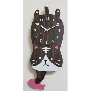 時鐘，擺鐘，咖啡木紋貓