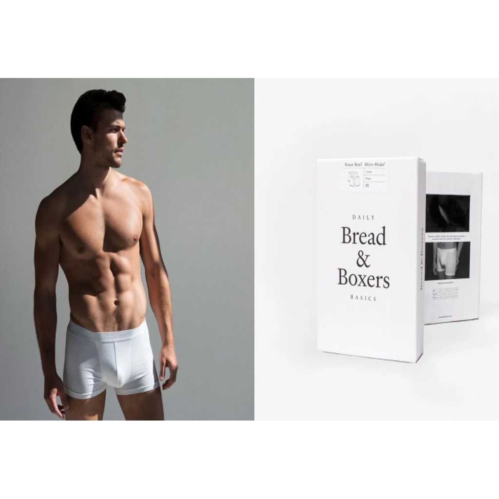 Bread &amp; Boxers 兩件組 莫代爾纖維男用四角內褲 (白) 內褲 素面 禮盒 多件組 質感 舒適 送禮 情人節