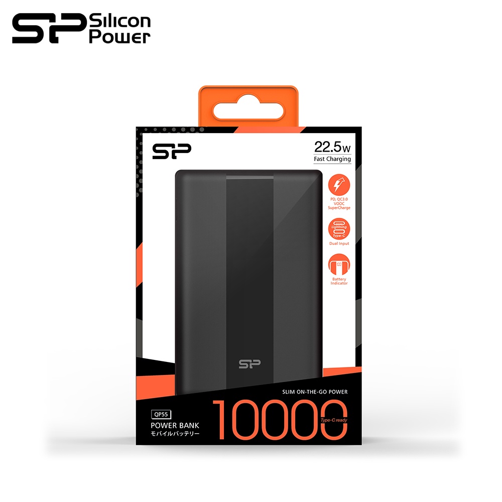 【台灣保固】SP 廣穎 QP55 10,000mAh 雙輸出埠 輕量化電芯 行動電源 支援 PD / QC3.0 快充