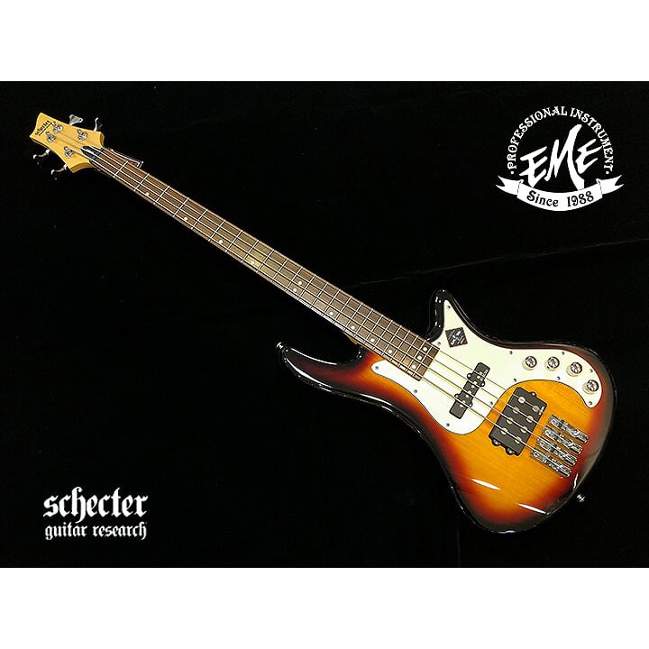 ::: 亞邁樂器 ::: Schecter Stiletto Vintage-4 四弦主動式電貝斯/三色夕陽漸層/完售