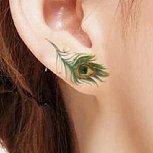 孔雀羽毛sy A142 Wawa Tattoo 男女防水紋身貼紙刺青貼紙 蝦皮購物