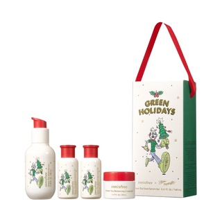 【innisfree】2021綠色聖誕 綠茶平衡護膚組(精華80ml+調理液30ml+調理乳30ml+面霜20ml)