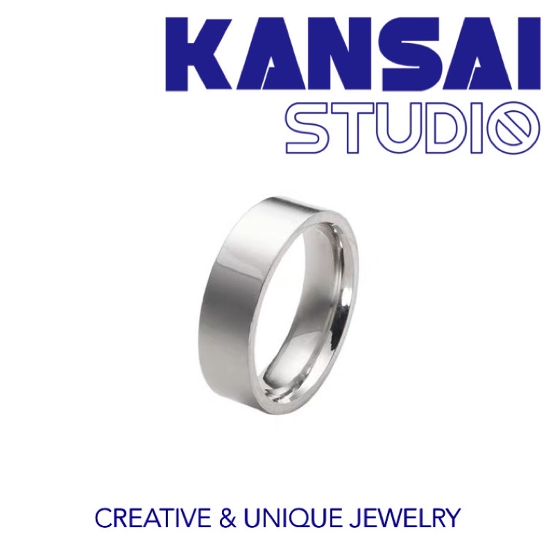 KANSAI醫療鋼潮款時尚流光面素戒指ins簡約男女情侶食指戒氣質百搭
