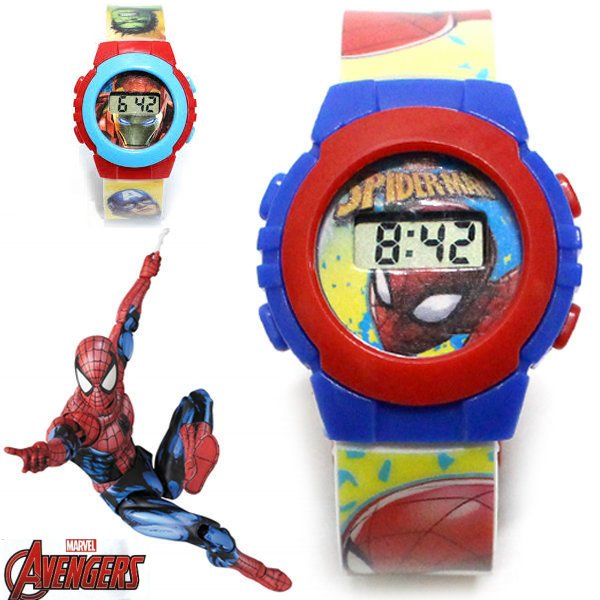 薇琪姐姐 韓國🇰🇷代購 漫威 MARVEL 蜘蛛人 兒童手錶 數字顯示電子錶 數位電子錶 卡通造型手錶