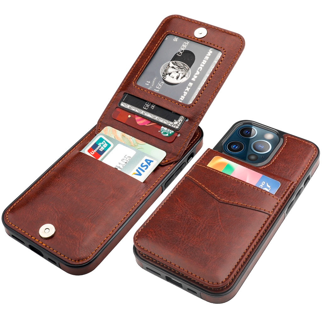 兼容 iPhone 13 Pro Max 12/11/xs/xsmax/xr 保護套錢包,帶信用卡夾,高級皮革磁性扣支架