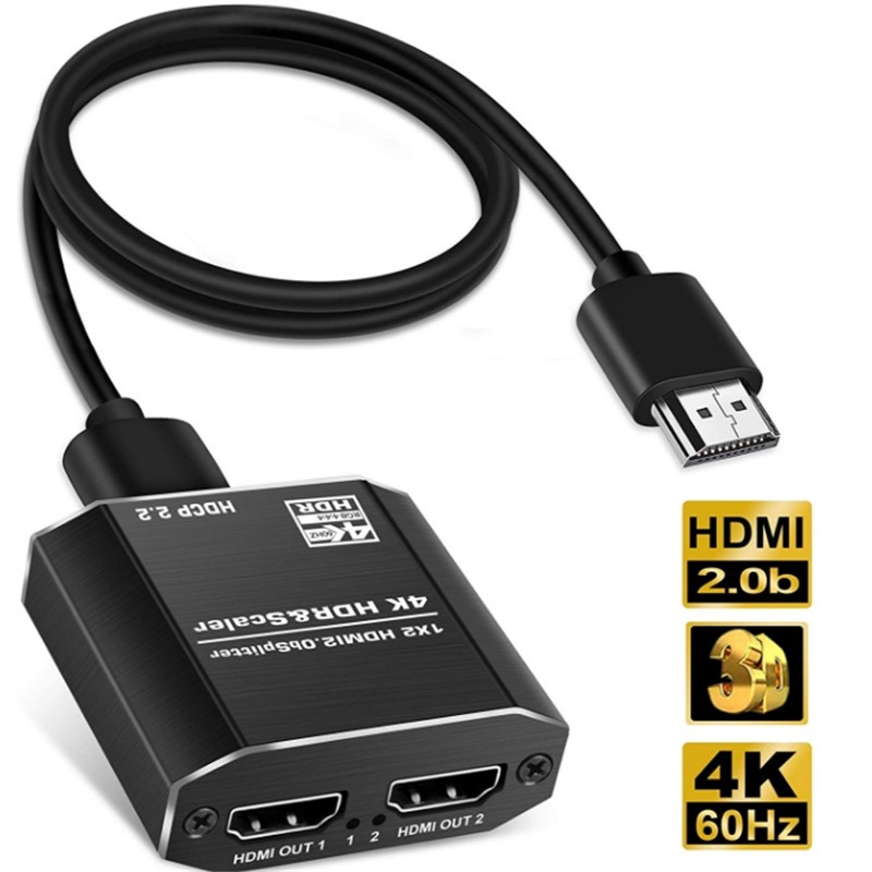 新產品2端口1進2出hdmi 2 0分配器支持3d Hdr 4k 2k Dolby 蝦皮購物