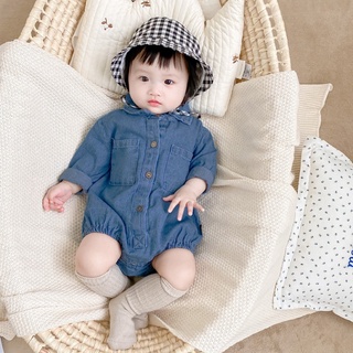DL哆愛 新款 春秋嬰兒寶寶藍色牛仔長袖連身衣 包屁衣 三角爬服（70-90碼）【G050001】