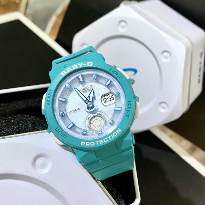 【CASIO】BABY-G 波光粼粼海洋風格休閒腕錶-藍綠 (BGA-250-2A) 公司貨保固 附卡西歐錶盒