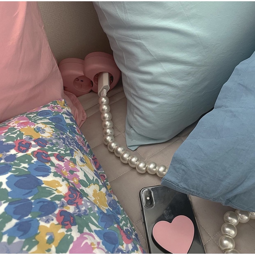 韓國ins風設計珍珠串珠手機數據線1米iphone充電線女 蝦皮購物