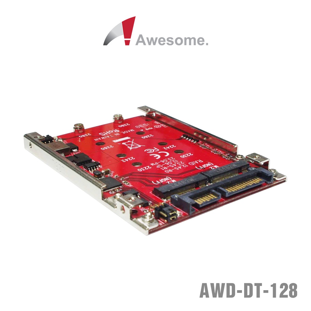 Awesome Hardware RAID 2x M.2 SSD轉SATA 2.5吋7mm轉接盒 - AWD-DT-12 #1