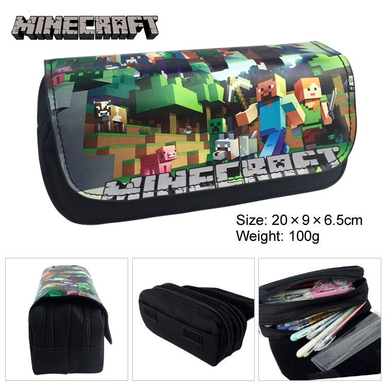 新款熱賣學生帆布文具袋當個創世神沙盒遊戲minecraft 雙層精美鉛筆袋兒童卡通筆袋 蝦皮購物