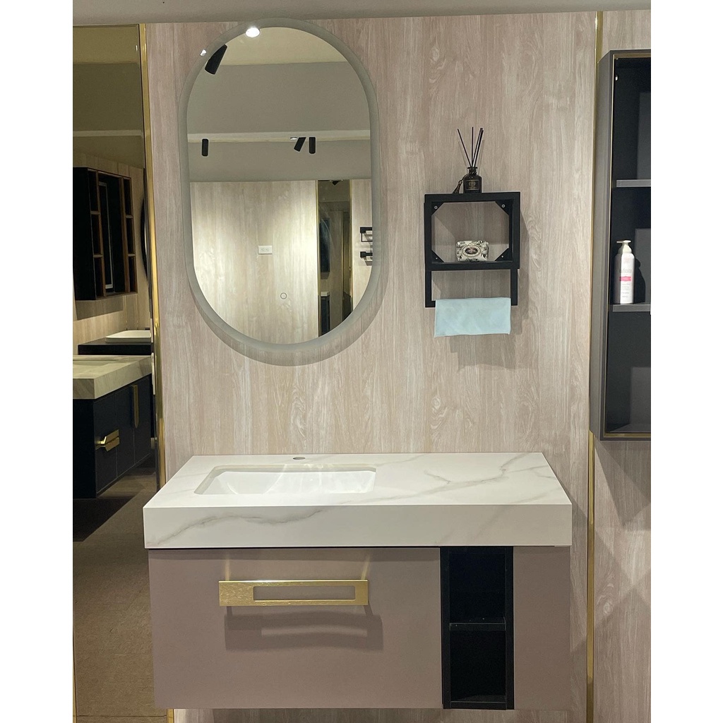 💎沐譽💎304不鏽鋼測開放浴櫃+岩板檯面+鏡能鏡