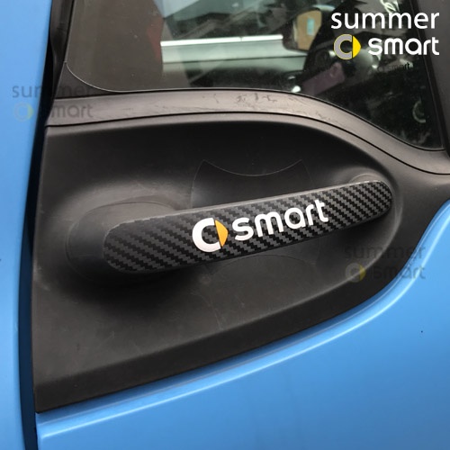 09-19款Smart汽車改裝貼紙 門拉手碳纖維保護車貼 外把手裝飾車貼《順發車品》《smart專營》