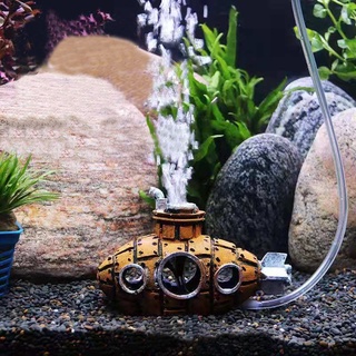 魚缸水族箱裝飾用氣泡潛水艇氧氣泵魚缸擺件氣泡石水生觀賞配件