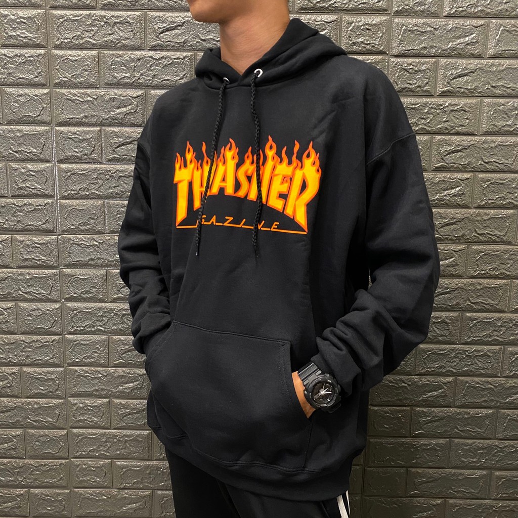 【MAFIA WORK】Thrasher 火焰帽T 冬季商品 帽T 黃火焰 圖騰版 帽T 大學T 鋪棉帽T