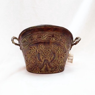 <老印度鍛鐵藝術花器> 印度置物花器~ 可當花器 小置物桶~ 美觀古典雅致