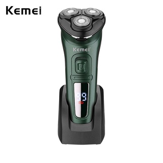 Kemei科美3D可充電IPX7防水電動剃須刀乾濕兩用男士旋轉電動刮鬍刀帶彈出式修剪器