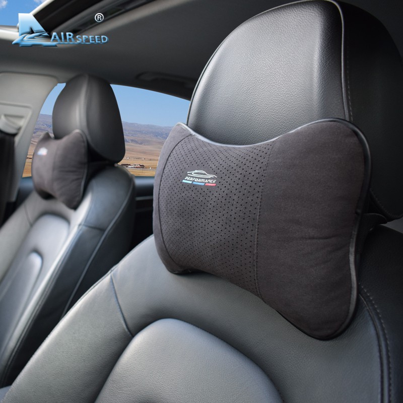 Bmw寶馬通用黑色絨面頭枕皮革頭枕汽車枕頭汽車頭枕車用頸枕車用頭枕車枕汽車頸枕汽車護頸枕運動改裝內飾
