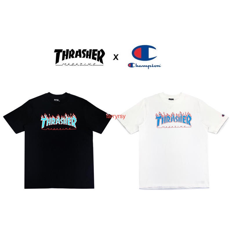 Ｒ』Thrasher x Champion。冠軍火焰联名款男女短袖T恤| 蝦皮購物