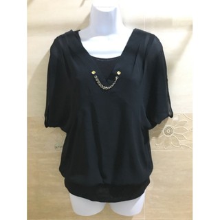 專櫃Showcase雪紡假兩件上衣/專櫃品牌服飾/飛鼠袖/透膚袖